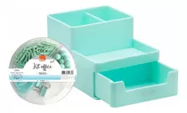 Organizador Oficina Verde Cajón Kit Set Clips Pastel X4  Brw