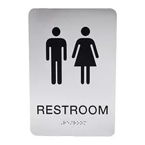 Letrero De Restroom (baño) Ada Unisex No Accesible/sil...