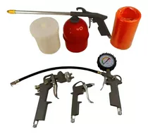 Kit Set 5 Piezas Compresor Aire Pistola Recipiente Manguera