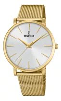 Reloj Festina F20476/1 Chapado Mujer Color De La Correa Dorado