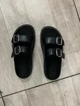 Sandalias Negras De Cuero