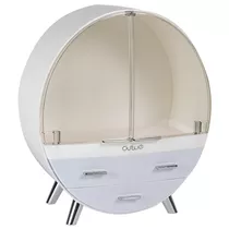 Organizador Elegante De Cosméticos Y Maquillaje Ravena Curve - Tocador O Baño - 3 Cajones, 3 Niveles, Tamaño Medio, Alto 34cm - Color Gris