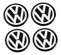 Pack 4 Tapas Volkswagen Negra Para Llanta Rueda Con Adhesivo