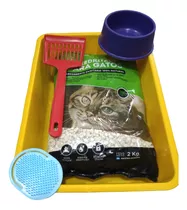 Kit Bandeja Sanitaria Gato Comedero Palita Piedras Cepillo