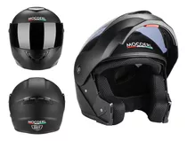 Casco Para Moto Abatible Certificado Dot Monocolor Negro Mate Mocoerl 903 Talla Xl