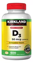 Vitamina D3 2000iu 600 Capsulas Kirkl - Unidad a $0