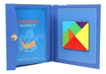 Livro Tangram Quebra-cabeça Magnético Montessori 3d Madeira