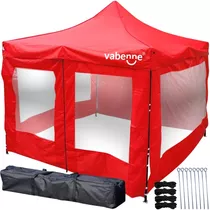 Gazebo 3x3 Puerta Plegable Impermeable Bolso Estacas Sogas Color Rojo