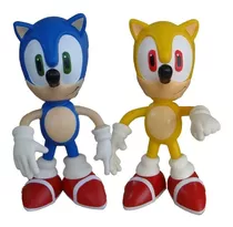 Kit 2 Bonecos Grandes 25cm - Sonic Azul E Amarelo Collection