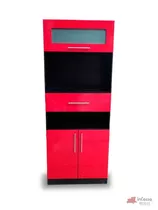 Porta Microondas Alacena Color Rojo Para Cocina Mod Vermont.