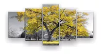 Quadro Decorativo Árvore Grande Várias Cores 129x61 5pc Sa