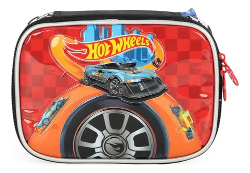 Estojo Lápis Hot Wheels Compacto Elásticos Luxcel Cor Preto