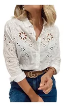 Blusa Importada Broderie Camisa Mujer Calada Zozulka