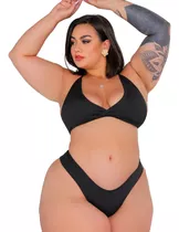 Biquini Plus Size Cortininha Ajustavel Moda Praia Feminino 