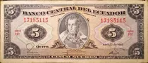Billete De Ecuador 5 Sucres 1983 Papel Moneda Usado Serie Hy