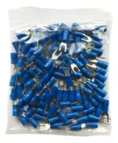 Kit 500x Forquilha Tipo Garfo Pre Isolado 1,5 A 2,5mm Azul