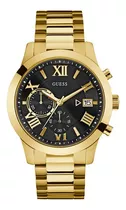 Reloj Para Hombre Guess Atlas Color Dorado W0668g8 Color Del Fondo Negro