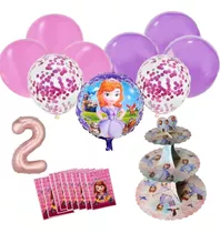 Combo Globo Princesa Sofia Niñas Fiesta Cumple Base Cupcakes