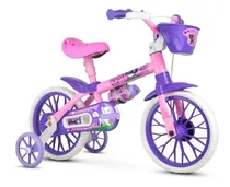 Bicicleta Infantil Com Rodinhas Menina Aro 12 Nathor Cat Pu