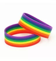 2 Pulseras Silicon Bandera Orgullo Gay Arcoiris Lgbt Pareja