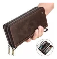 Cartera De Cuero Genuino Para Hombre, Bolso De Mano