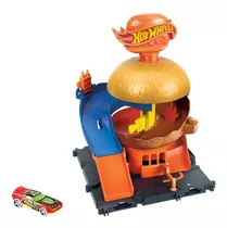 Hot Wheels City Pista De Juguete Hamburguesas