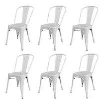 Silla De Comedor Desillas Tolix, Estructura Color Blanco, 6 Unidades