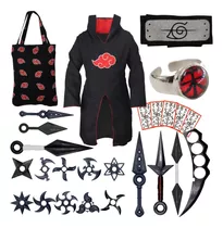 Manto Itachi Bandana Naruto + Kit Kunai E Anel Para Cosplay