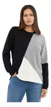 Sweater Mujer Cerrado Geométrico Negro Print Corona