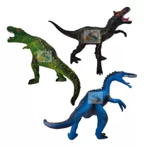 3 Dinossauro Grande Animal Borracha Som Jurassic Brinquedo