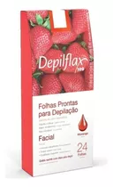 Depilflax Folhas Prontas P/ Depilação Facial Morango C/24