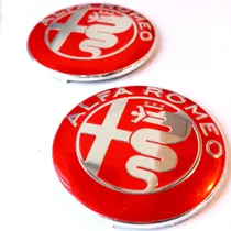 Par Emblemas Insignias Alfa Romeo Rojo Cromo 7,4 Capó Valija