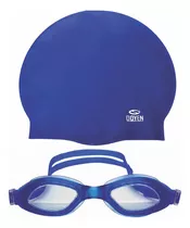 Kit Antiparra + Gorra Silicona Natación C100 Adulto Azul