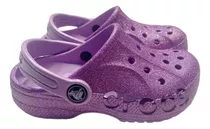 Crocs Baya Glitter Clog T Violeta Niñas