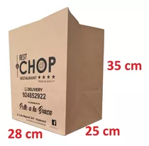 Bolsa  Papel Kraft 115g  35cm X 28cm X 25cm Polleria Chifa