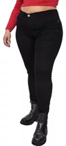 Jeans Chupin Negro Clasico Mujer Tiro Alto Talles Especiales
