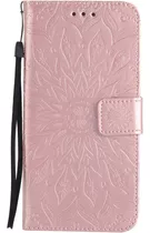 Carcasa Flip Cover Cuero Rosado Distintos Smartphone