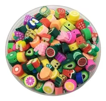 Pack 20 Dijes Pasantes Formas Fimo Mix Frutas Surtidas Bijou