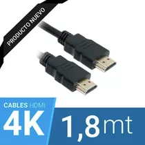 Cable Para Hdmi 1,8 M M/m 2.0/4k, Conectores Baño Oro Rh9406
