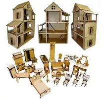 Casa Casinha De Boneca Polly Com 27 Mini Móveis Mdf Cru Infa