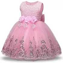 Vestido De Niña Fiesta, Pajesita, Elegante, Bautizo Rosado