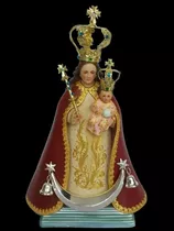 Virgen Del Quinche 40cm. Tallada En Madera Aplicación De Oro