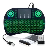 Mini Teclado Wireless S/ Fio Com Luz Pc Tv Air Mouse Touch