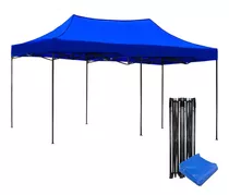 Toldo Plegable 3x6 Impermeable Retractil Azul Metalico