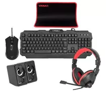 Kit Gamer Teclado, Mouse, Caixa De Som, Headphone E Pad Sate