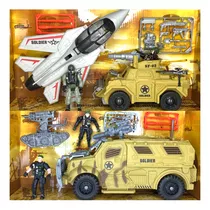 Kit Exército Batalhão Brinquedo Com Carros Bonecos Militares