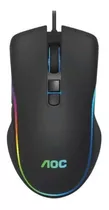 Mouse Gamer Profesional Usb Aoc Gm100 2400dpi Luces Rgb Color Negro