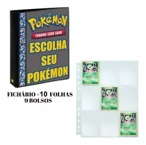 Álbum Pasta Fichário Pokemon + 10 Folhas Refil Plastico