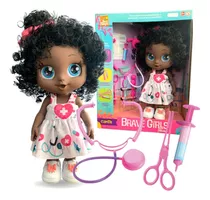 Boneca Baby Negra Médica Brave Girls Acessórios - Beetoys