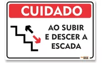 Placa Aviso Cuidado Ao Subir/descer As Escadas 30x20